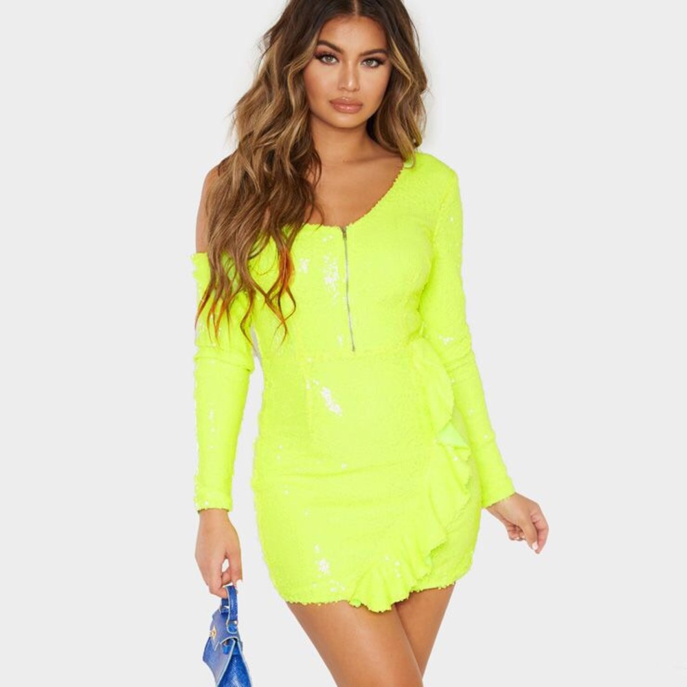 Neon Frill Hem Dress